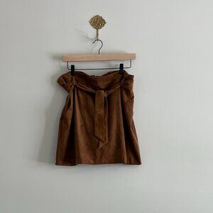 Abercrombie & Fitch Faux Suede Tie Waist Mini Skirt Brown A-Line Women’s Large